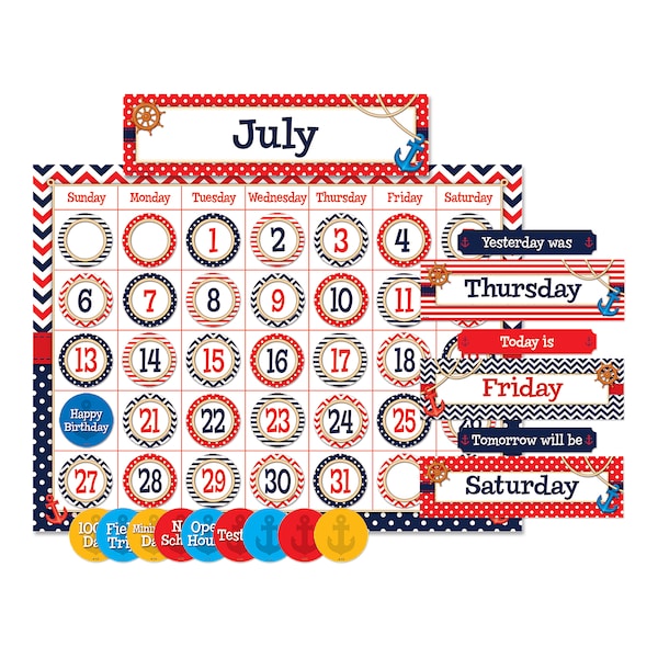 Teacher Created Resources Nautical Calendar Bulletin Board Display Set TCR5492 - main